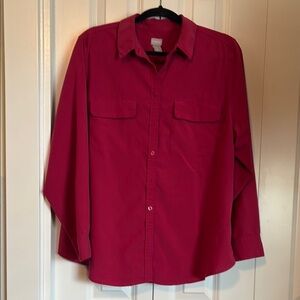 Chico's Women's Button Down Shirt - Red